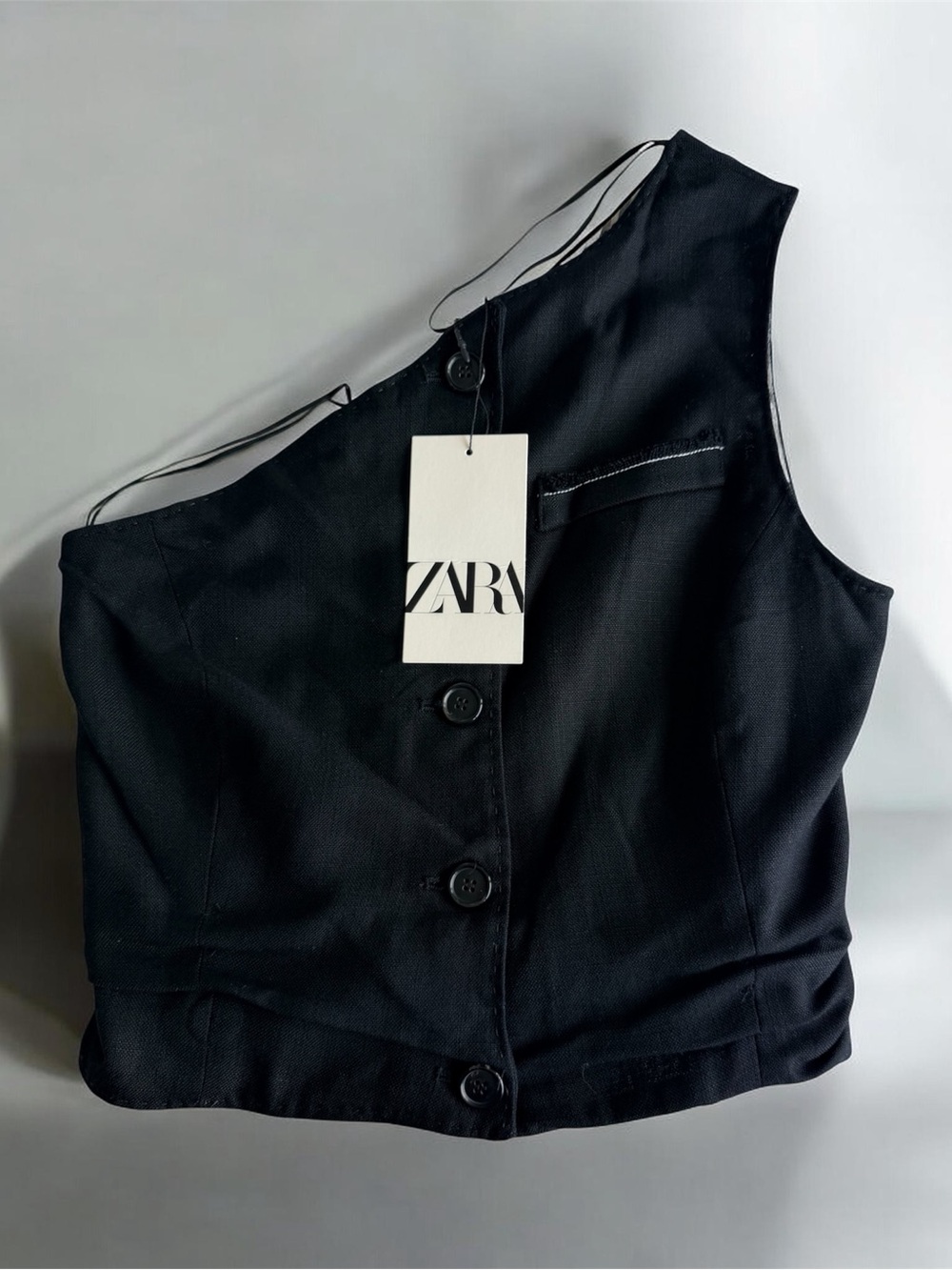 ZARA One Shoulder Asymmetrical Vest Top NWT Black XS